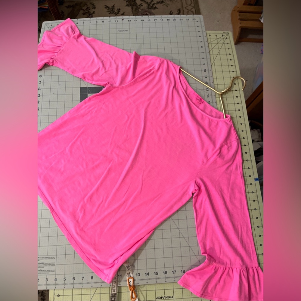 Fresh Produce Kira L Bright Hot Pink Women's Top Bell Sleeve